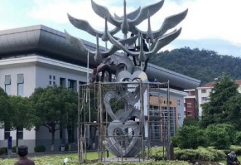 鍛造群鳥雕塑廠家 抽象小品 戶外不銹鋼群鳥雕塑擺件