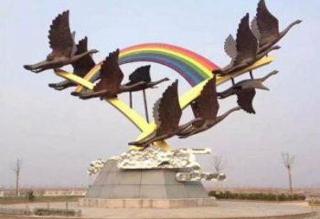現代群鳥雕塑廠家 大型擺件 鏡面不銹鋼群鳥雕塑小品