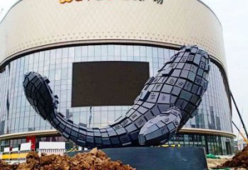 商業(yè)街雙魚雕塑廠家  抽象幾何擺件  戶外不銹鋼雙魚雕塑小品