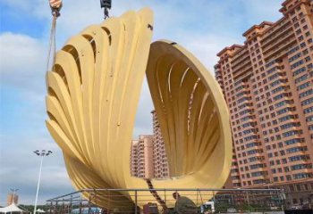 公園廣場不銹鋼貝殼雕塑安裝
