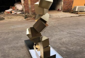 幾何體鏡面雕塑 醫院公園不銹鋼抽象雕塑制作