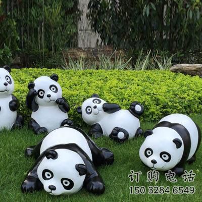 公園熊貓雕塑供應 酒店門口雕塑 彩繪雕塑擺件