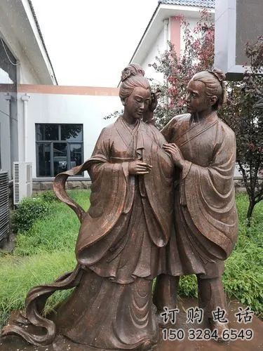 牛郎織女不銹鋼雕塑 庭院神話雕塑 彩繪擺件