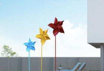 房地產風車雕塑廠家小品 現代風動雕塑 幾何旋轉雕塑