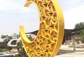 步行街月亮雕塑廠家，鍛造景觀雕塑，鏤空方式