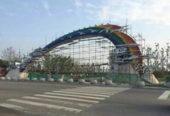 云朵大雁大門(mén)雕塑，地域形象美陳，烤漆工藝制作