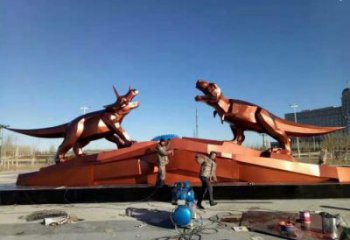 不銹鋼恐龍雕塑指用，景觀雕塑，幾何恐龍雕塑點擊