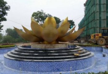 金蓮花景觀雕塑精品，小區(qū)雕塑，不銹鋼金蓮花雕塑提供
