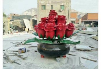 玫瑰花雕塑定做廠家,村標概念,廣場不銹鋼玫瑰花雕塑