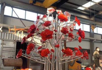 玫瑰花雕塑供應,街景小品,鍛鋼不銹鋼玫瑰花雕塑優價