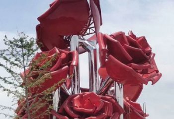 玫瑰花雕塑展品,標識雕塑,不銹鋼玫瑰花雕塑選用