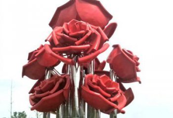 玫瑰花雕塑指用,小區擺件,不銹鋼玫瑰花雕塑制作