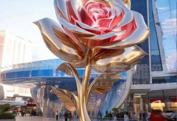大型月季花雕塑廠家,街頭藝術,不銹鋼月季花雕塑通用
