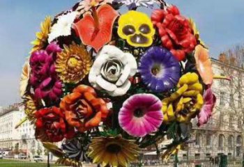 花球雕塑優(yōu)價，村標(biāo)概念，不銹鋼花球雕塑廠家精品