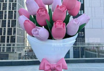 花朵雕塑生產(chǎn),城區(qū)小品,郁金香花朵雕塑標準