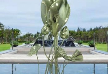 花朵雕塑指用,白鋼構(gòu)件,郁金香花朵雕塑廠家提供