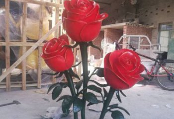 花朵月季雕塑點擊，圓雕體系，抽象月季花朵雕塑標準