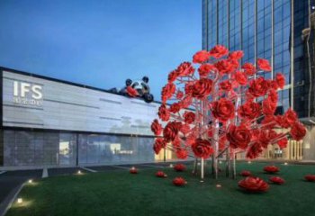 牡丹花雕塑預定，城區小品，牡丹花花朵雕塑制造商