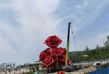 牡丹花雕塑制造，白鋼構件，牡丹花花朵雕塑廠家提供