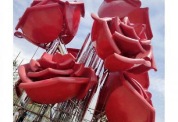 牡丹花雕塑制造，街景小品，花朵牡丹花雕塑廠家