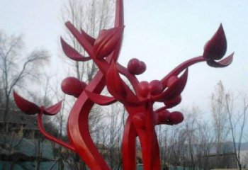 石榴花雕塑精品，景觀雕塑，不銹鋼石榴花雕塑生產商