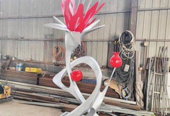 石榴花雕塑預定，小區擺件，不銹鋼石榴花雕塑公司