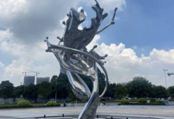 園林海浪雕塑,噴漆景觀雕塑,鏡面形式