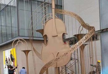 提琴雕塑優選，陸地擺件，不銹鋼提琴雕塑制作承接