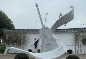 小提琴雕塑訂做,室外軟裝,不銹鋼小提琴雕塑供應(yīng)