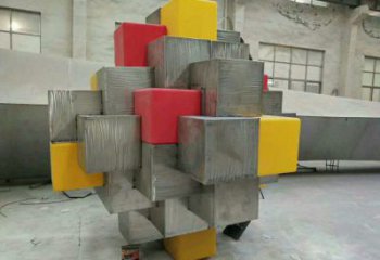 立方體雕塑批發，標識雕塑，鏤空立方體雕塑優選廠家