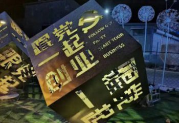 魔方雕塑選定，校園雕塑，戶外不銹鋼魔方雕塑定做