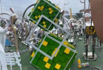 正方體雕塑承接，鍛造工藝，不銹鋼正方體雕塑訂做