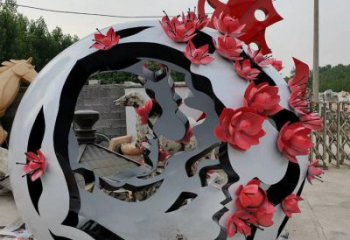 鏤空花球雕塑定價，廣場雕塑，不銹鋼花球雕塑廠家