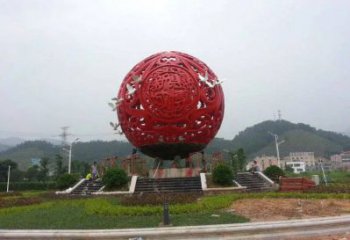圓球雕塑訂做，街道標(biāo)識，烤漆圓球雕塑定做