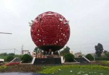 圓球雕塑服務(wù)商，街道標(biāo)識，景觀烤漆圓球雕塑定制
