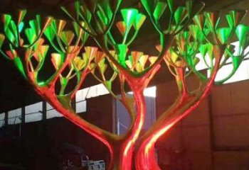 燈光樹雕塑優(yōu)價，村標概念，燈光蘑菇樹雕塑廠家精品