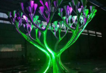 制造燈光樹雕塑，鋼管組合，燈光蘑菇樹雕塑制作廠家