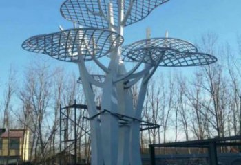 蘑菇樹雕塑生產(chǎn)，公園雕塑，鏤空蘑菇樹雕塑標準廠家