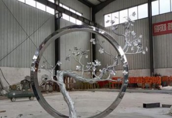 梅花樹雕塑承接，街頭藝術，不銹鋼梅花樹雕塑觀賞型