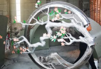 梅花樹雕塑廠家，花園小品，不銹鋼梅花樹雕塑精選