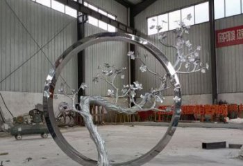 梅花樹雕塑加工，美陳雕塑，不銹鋼梅花樹雕塑生產商