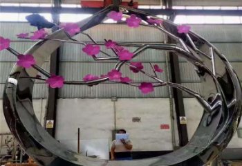 梅花樹雕塑定做，美陳雕塑，不銹鋼梅花樹雕塑廠家