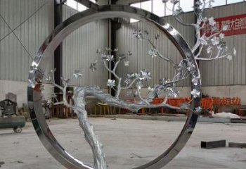 梅花樹雕塑制造，城區小品，不銹鋼梅花樹雕塑提供