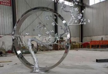 梅花樹雕塑制造商，戶外擺放，不銹鋼梅花樹雕塑供應