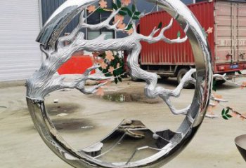 梅花樹雕塑制作，公園小品，不銹鋼梅花樹雕塑訂做