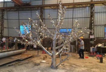 大型楓樹(shù)雕塑優(yōu)選，白鋼構(gòu)件，不銹鋼楓樹(shù)雕塑廠