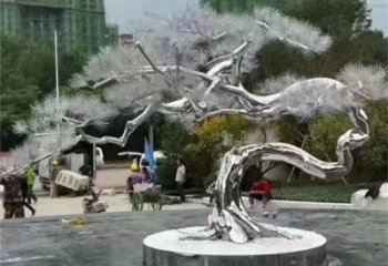 松樹(shù)雕塑制造商,美陳雕塑,不銹鋼松樹(shù)雕塑廠家