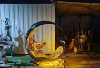 燈光水滴雕塑廠家，抽象理念，不銹鋼環(huán)形水滴雕塑