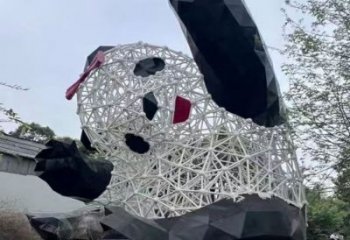 景區熊貓雕塑優選，圓雕體系，鏤空切面熊貓雕塑選定