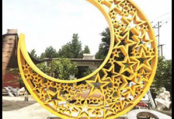 庭院月亮雕塑，鍍金歐式雕塑，網(wǎng)格形式